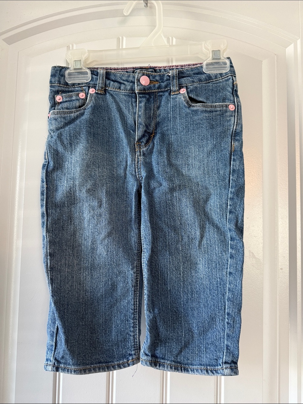 Signature by Levi Strauss Blue Denim Shorts with Pink Buttons